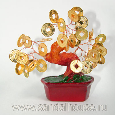 Денежное дерево Фен-Шуй с монетами