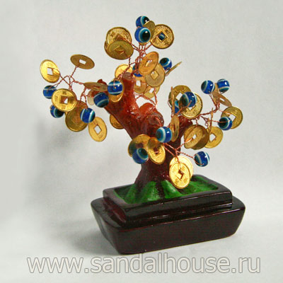 Денежное дерево Фен-Шуй монеты и оберег h~14cm