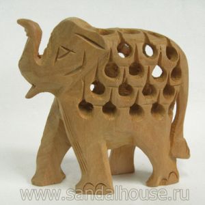 Фигурка E710/3 (резное дерево)  3" Слон (мин 3шт)