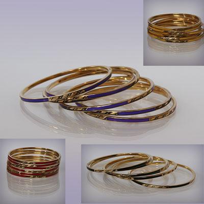 Браслет - 6 колец, латунь, кость, Индия