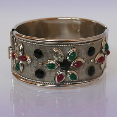 Браслет GU4733-S Цветы на сетке под серебро Индия