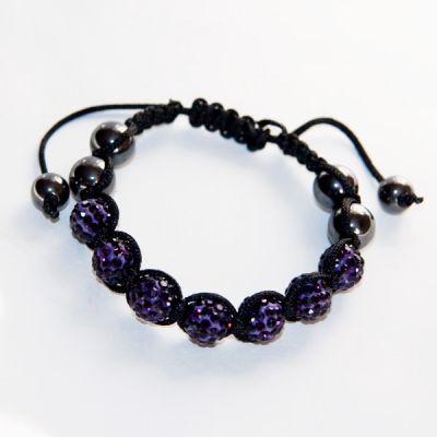 Браслет "Шамбала" фиолетовый, со стразами. купить