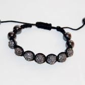 Браслет "Шамбала" серебристый, со стразами