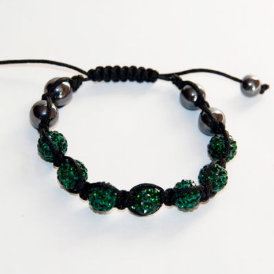 Браслет "Шамбала" зеленый, со стразами, купить
