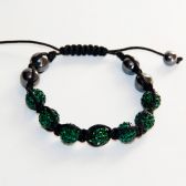 Браслет "Шамбала" зеленый, со стразами