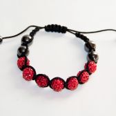 Браслет "Шамбала" красный, со стразами