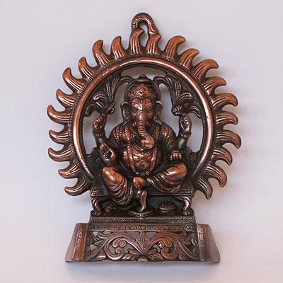 Ганеш SIL4304 в круге h=22см d=18см Легкий сплав Индия