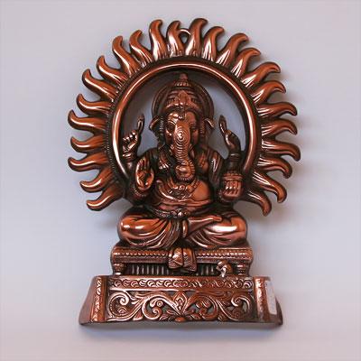 Панно Ганеш с нимбом, 28 X 21см, Легкий сплав, Индия