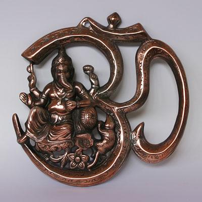 ОМ, Ганеш и крыса SIL4319 Панно 28 X 28см Легкий сплав Индия