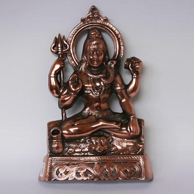 Панно Шива на шкуре тигра, 38 X 25см, Легкий сплав, Индия