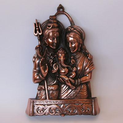 Панно Семья Шивы, 36 X 26см, Легкий сплав, Индия SIL4362