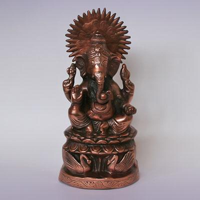 Ганеш на лотосе, внизу лебеди, h=33см L=15см, Легкий сплав, Индия