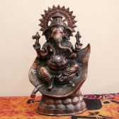 Ганеш на лотосе сидит,  h=70см L=44см, легкий сплав, Индия 
